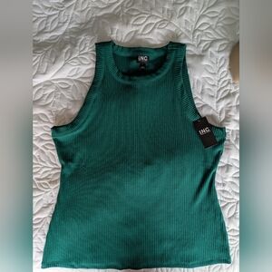 INC Women's Green Ribbed Tank Top